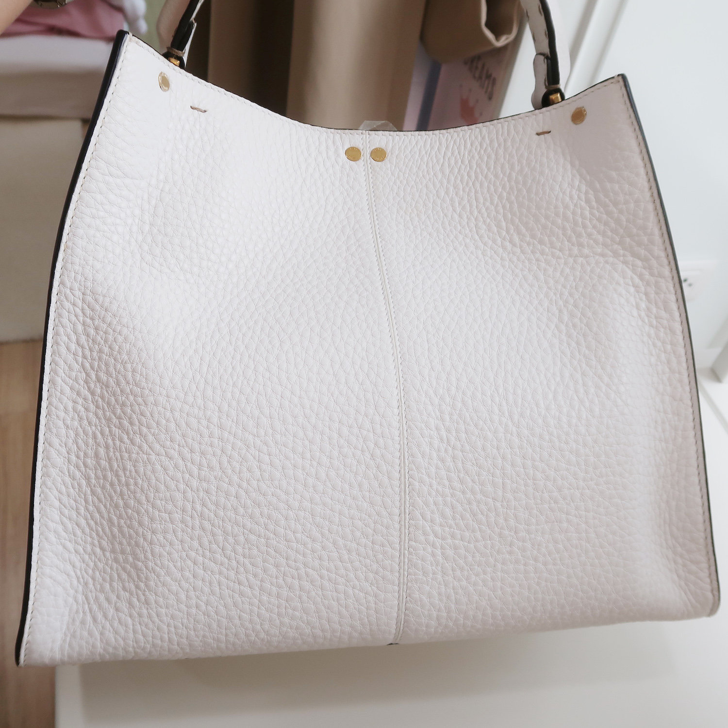 Fendi White Grained Calfskin X-Lite Peekaboo Medium GHW