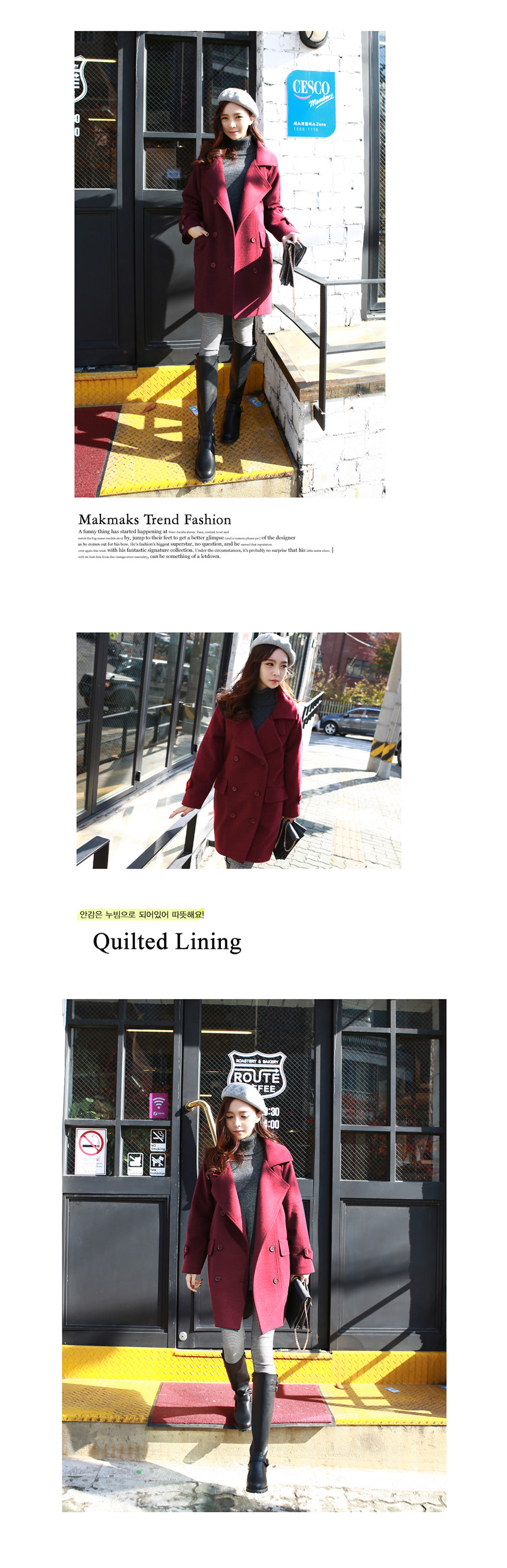 เสื้อโค้ทกันหนาว ดีเทลเยอะ ใส่ได้หลายแบบ ผ้าวูลเนื้อดีหนานุ่ม บุซับในกันลม สีแดงไวน์ พร้อมส่งจ้า ไวน์แดง