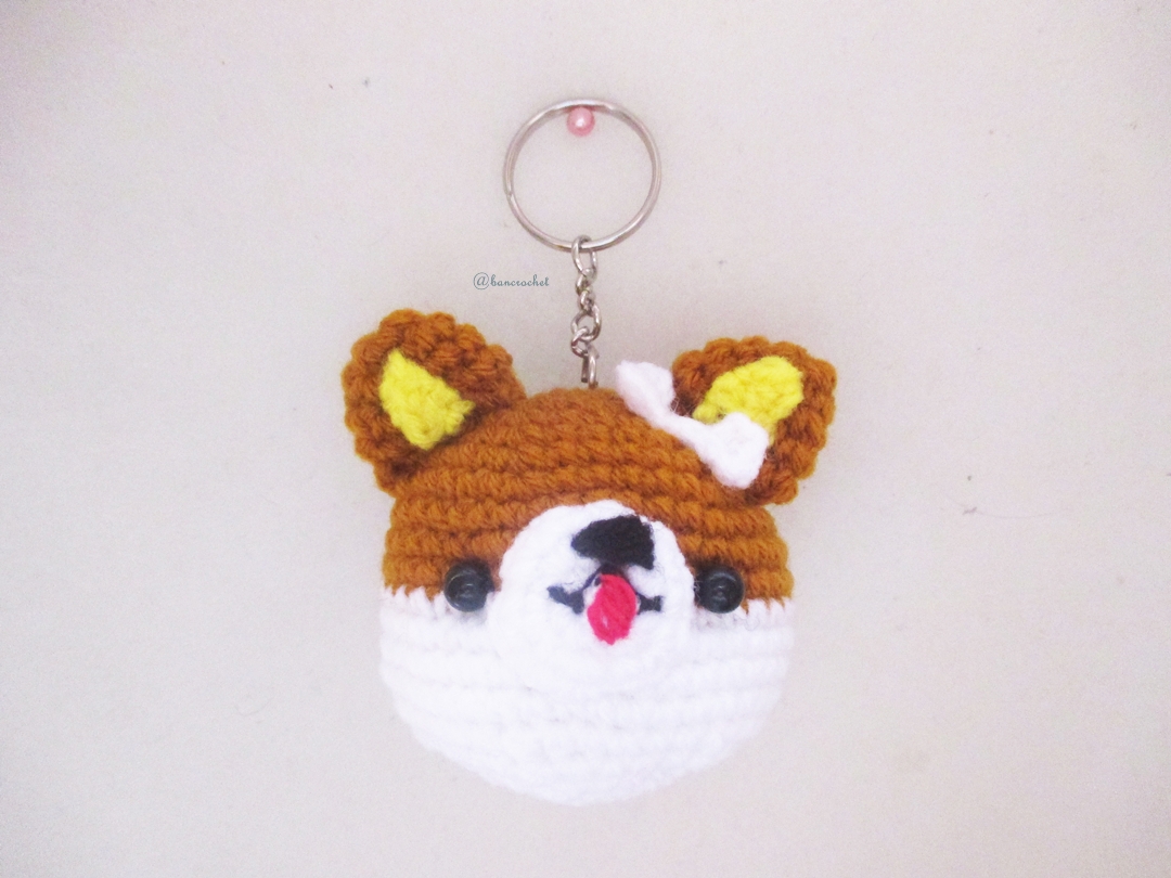 พวงกุญแจหัวตุ๊กตาหมาน่ารัก สูง 2 นิ้ว amigurumi crochet keychain