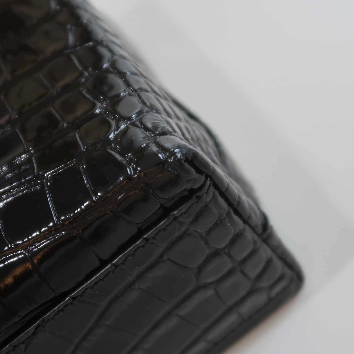 Balenciaga Black Croc Calfskin Shopping Tote XXS