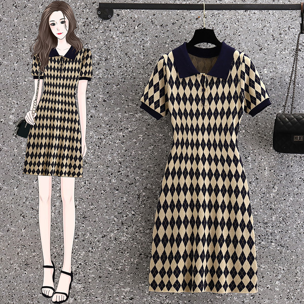 เดรสคนอ้วน เดรสสาวอวบ ชุดเดรสคนอ้วนวัยรุ่นแขนสั้น BY PLUS SIZE Girl