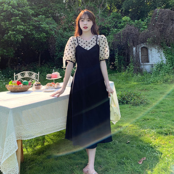 เดรสคนอ้วน เดรสสาวอวบ ชุดเดรสคนอ้วนวัยรุ่นแขนสั้น BY PLUS SIZE Girl