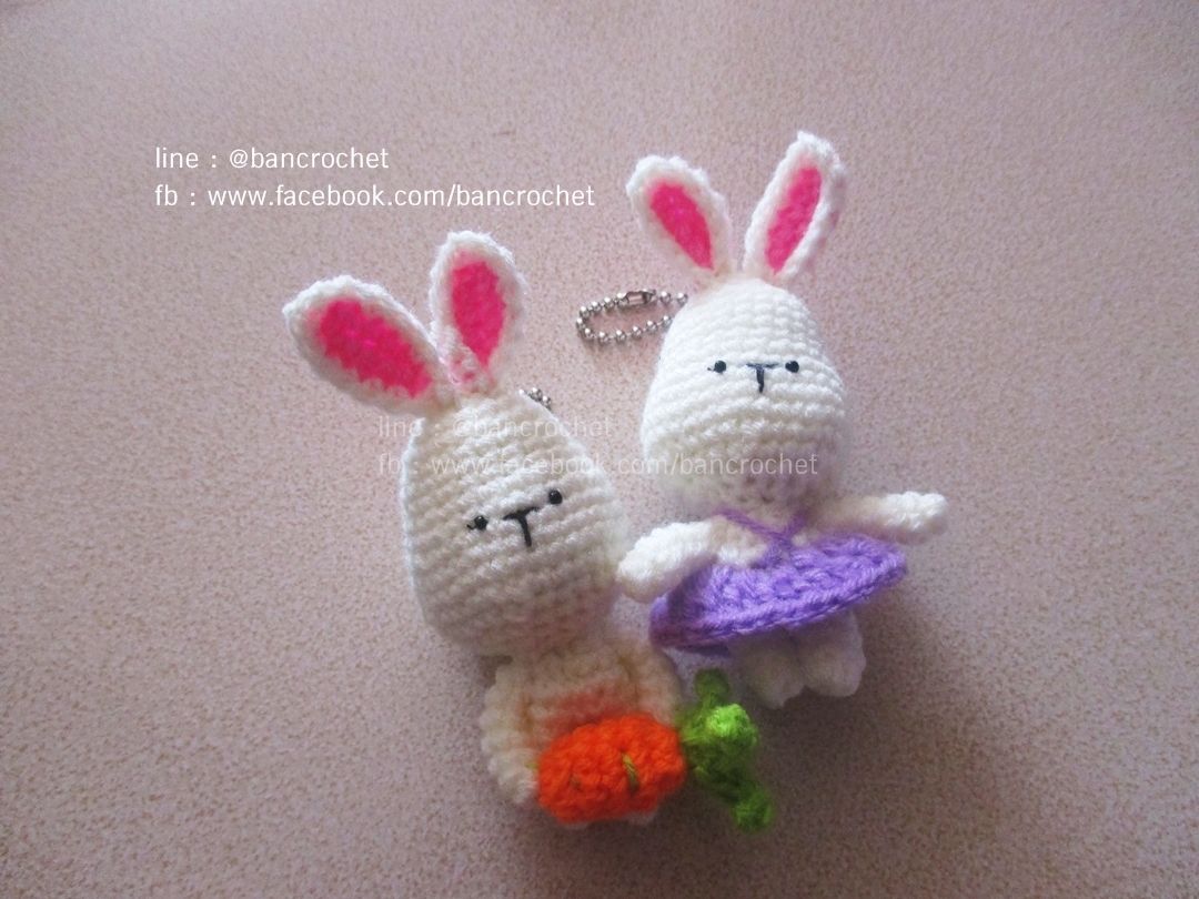 กระต่ายถักคู่รัก สีม่วง