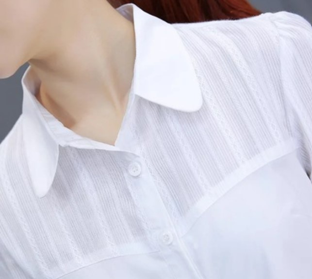 เสื้อเชิ้ตผู้หญิง แขนสั้น แขนยาว สีขาว คอปก เสื้อเชิ้ต ใส่ทำงาน ใส่ออกงาน ดีไซน์ ลายเกาะอก สวย ๆ 307668
