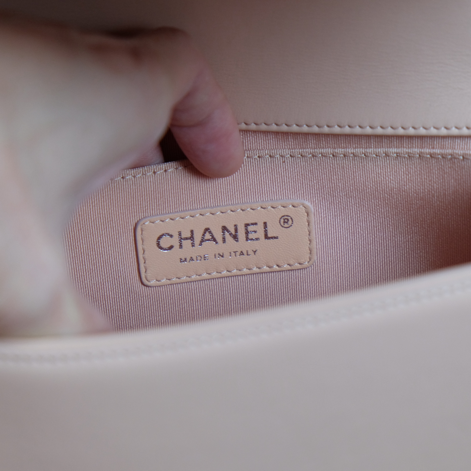 Chanel Nude Calf Leather Medium Boy 10" RHW