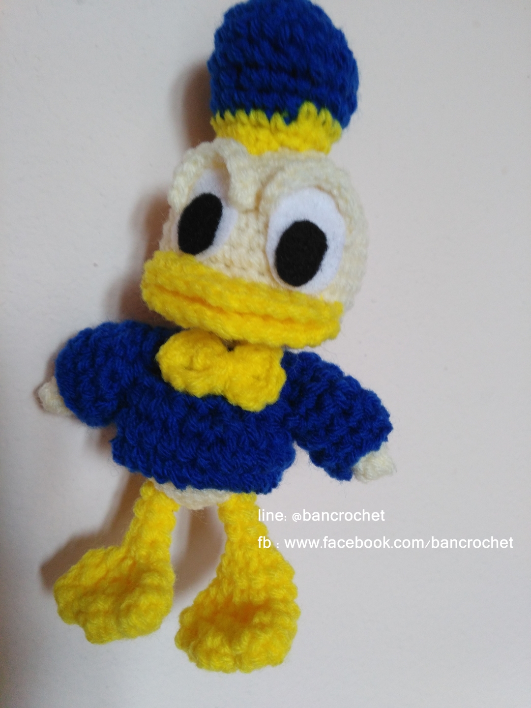 ตุ๊กตาเป็ด donald duck ขนาด 5 นิ้ว (donald duck amigurumi crochet)