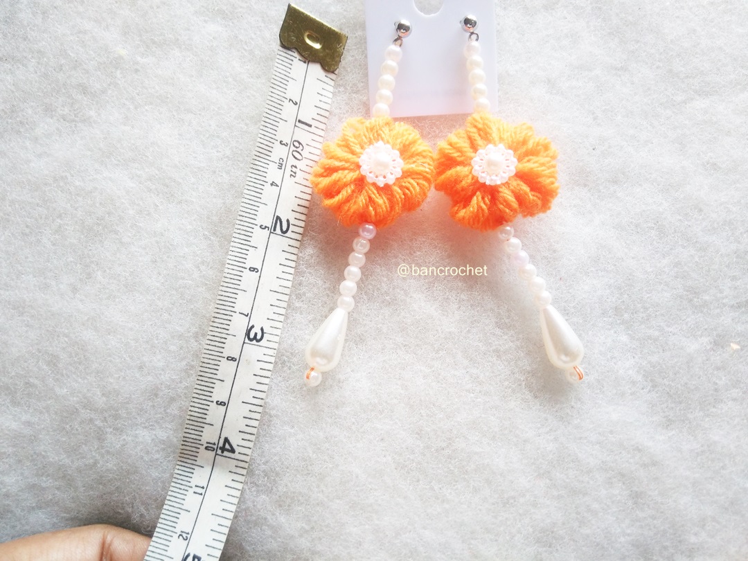 Bancrochet ต่างหูถักโครเชต์ crochet earrings หลากสี 4-6 นิ้ว