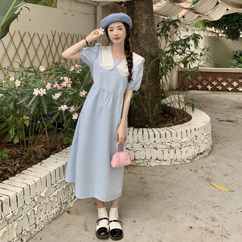 เดรสแขนสั้น มีไซส์ L-4XLอก 38-47 นิ้ว ใส่ได้ทั้งสาวหุ่นดีน่ารักจนถึงสาวอวบพลัสไซส์