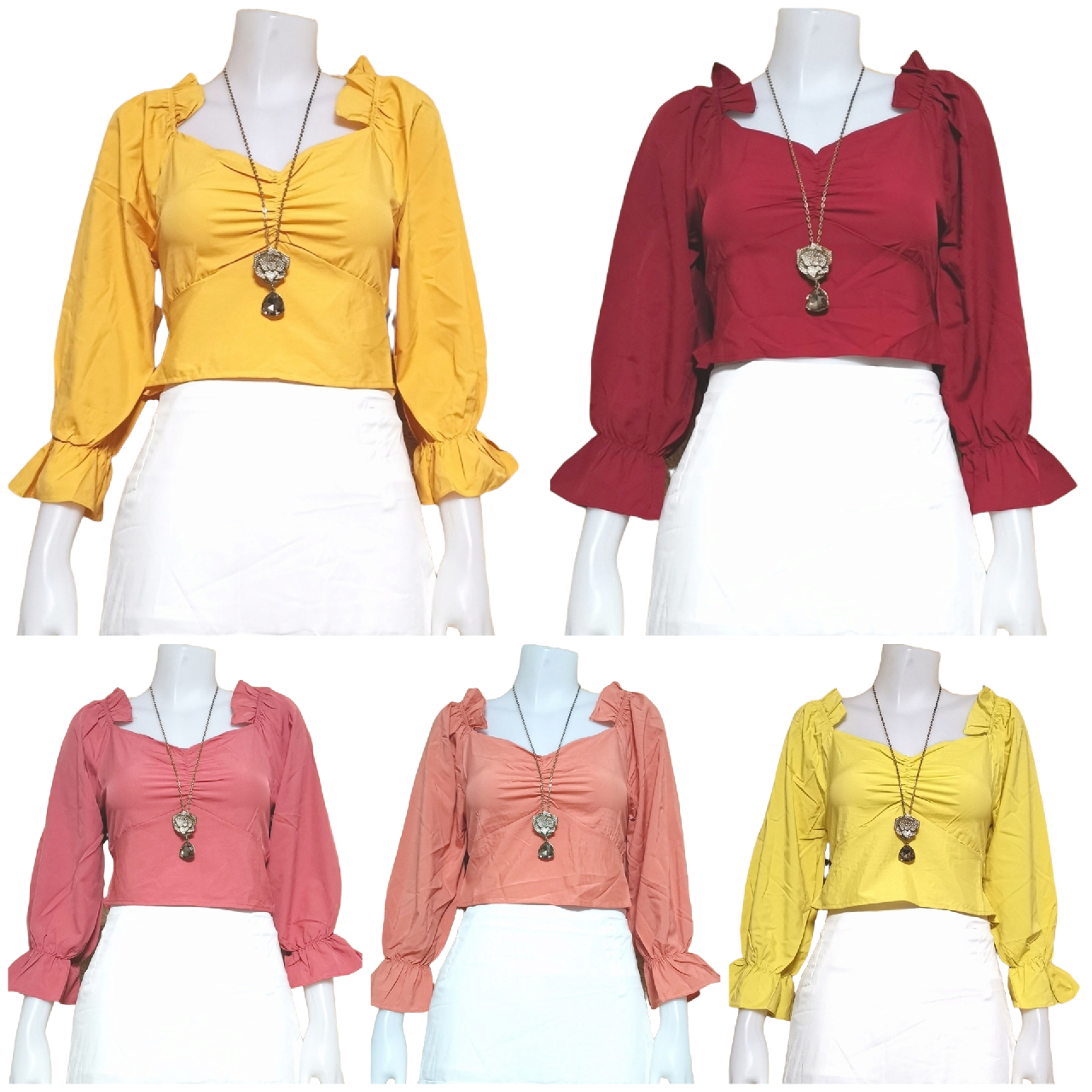 Blouse3892 รวมแบบเสื้อแฟชั่นวัยรุ่น เสื้อครอป เสื้อปาดไหล่ เสื้อสม็อค เสื้อรูดหน้า ผ้าไหมอิตาลี ผ้าชีฟอง งานแฟชั่นประตูน้ำ