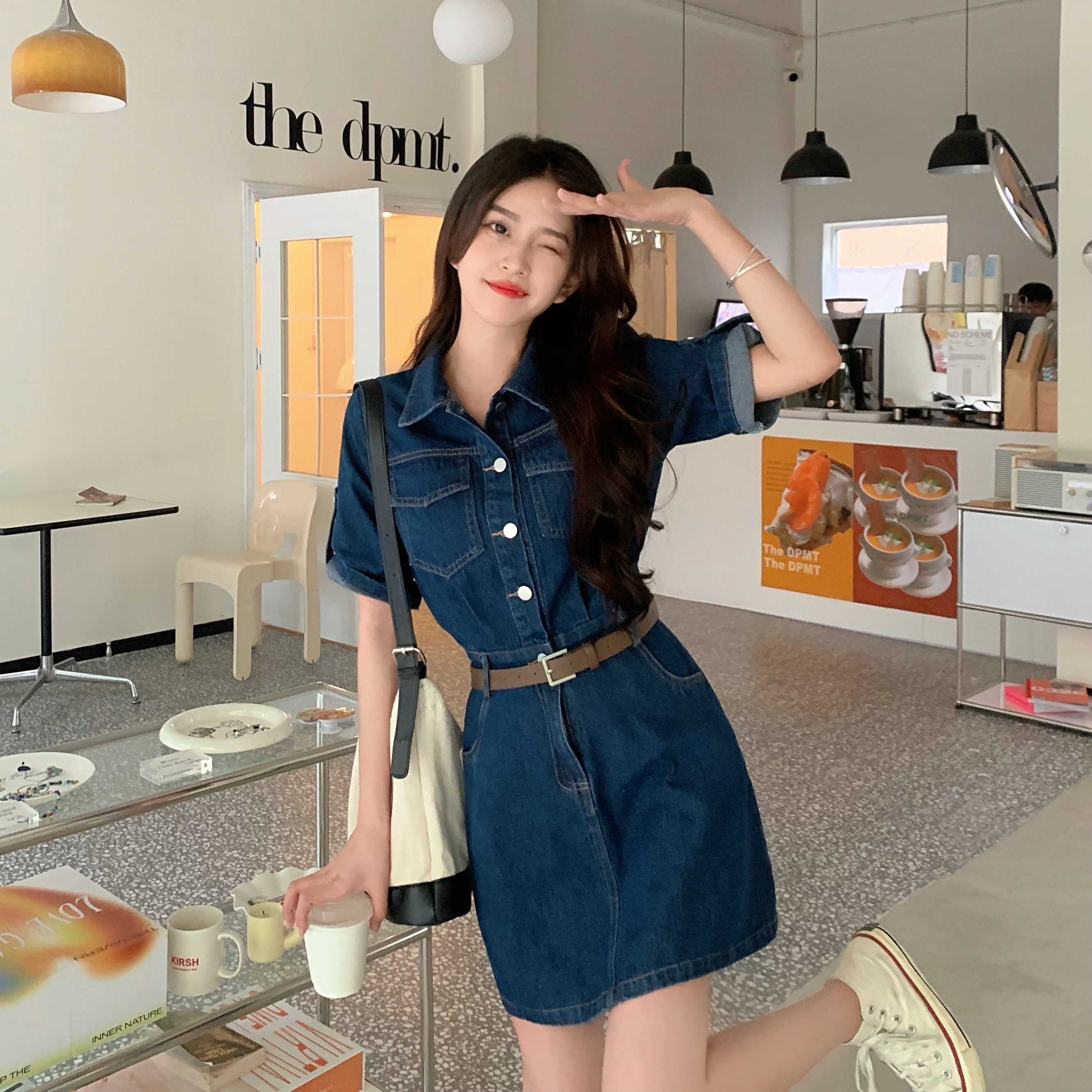 เดรสคนอ้วน เดรสสาวอวบ ชุดเดรสคนอ้วนวัยรุ่นแขนสั้น BY PLUS SIZE Girl