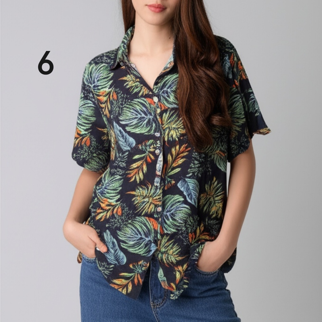 🌺 Blouse3747 เสื้อฮาวายสไตล์เกาหลี ใส่ชิลล์ เท่ได้ทุกวัน เสื้อเชิ้ตลายดอกไม้ผ้าสปันเนื้อนิ่มใส่สบาย