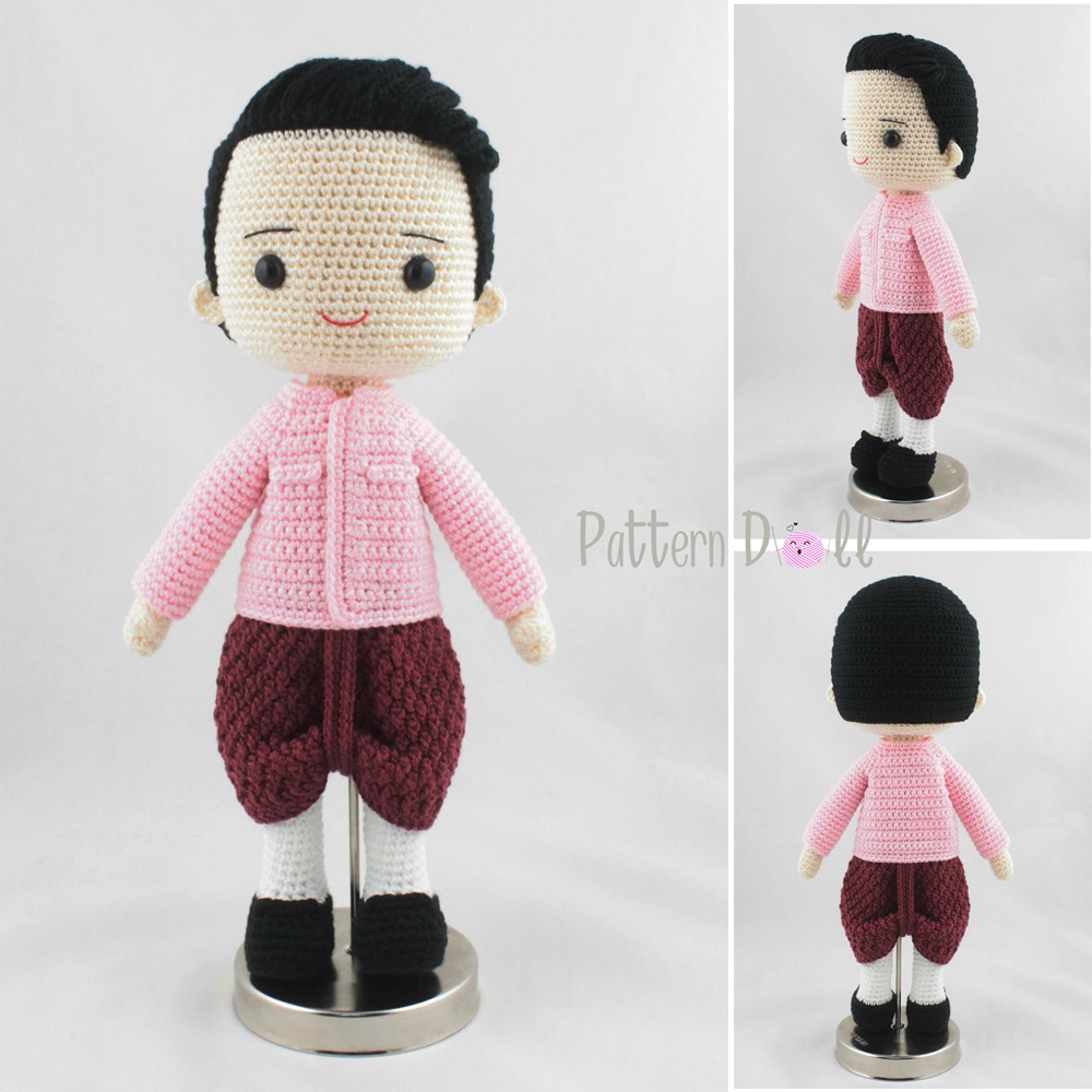 ตุ๊กตาถักคู่แต่งงานชุดไทย ๑