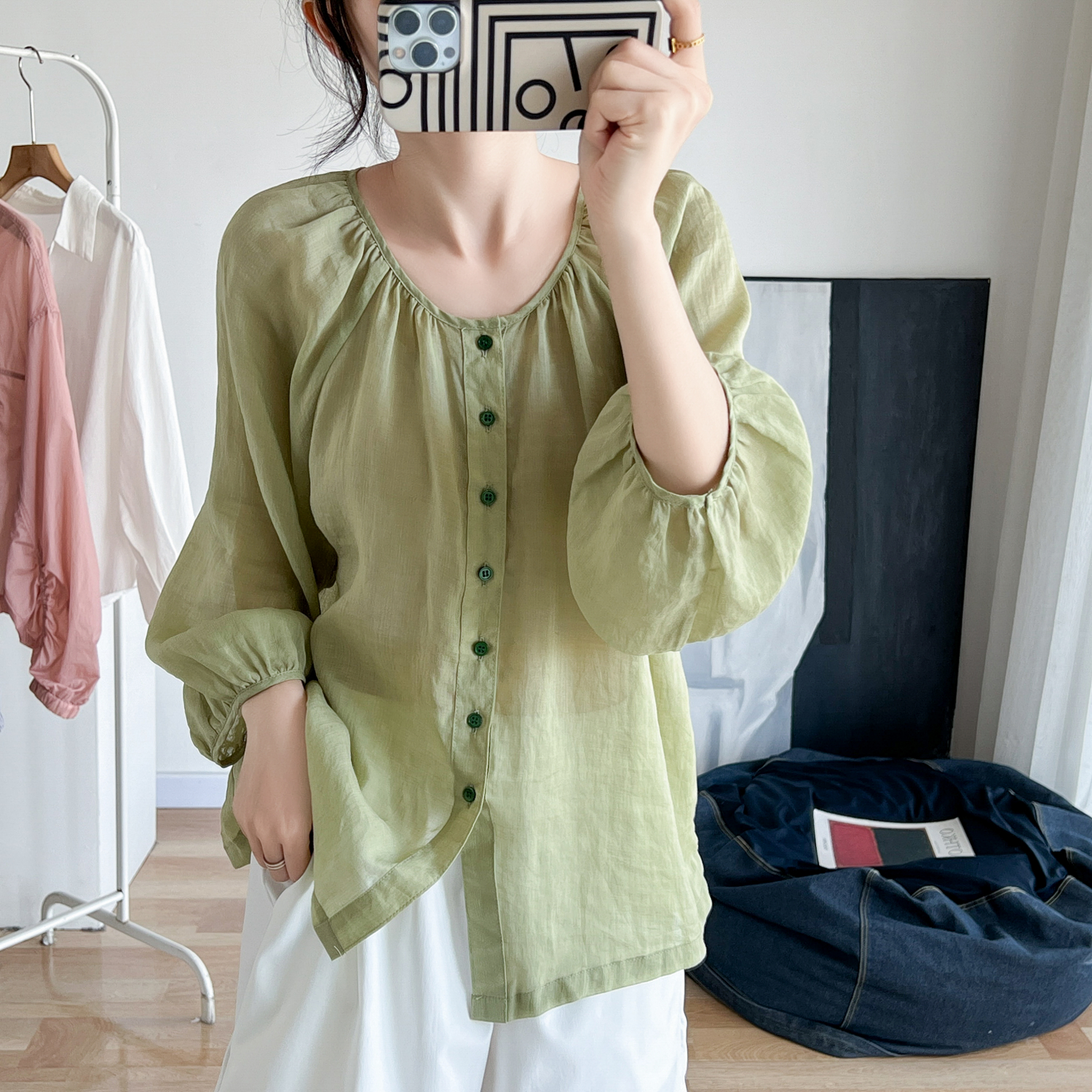 เสื้อลินิน เสื้อผ้าฝ้ายลินิน เสื้อเชิ้ตผ้าลินิน S M l XL จากแบรนด์ ZIMO