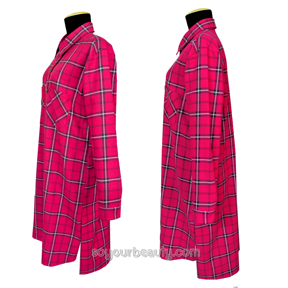 เสื้อผ้าแฟชั่น เสื้อเชิ้ตตัวยาวลายสก๊อต by soyourbeauty