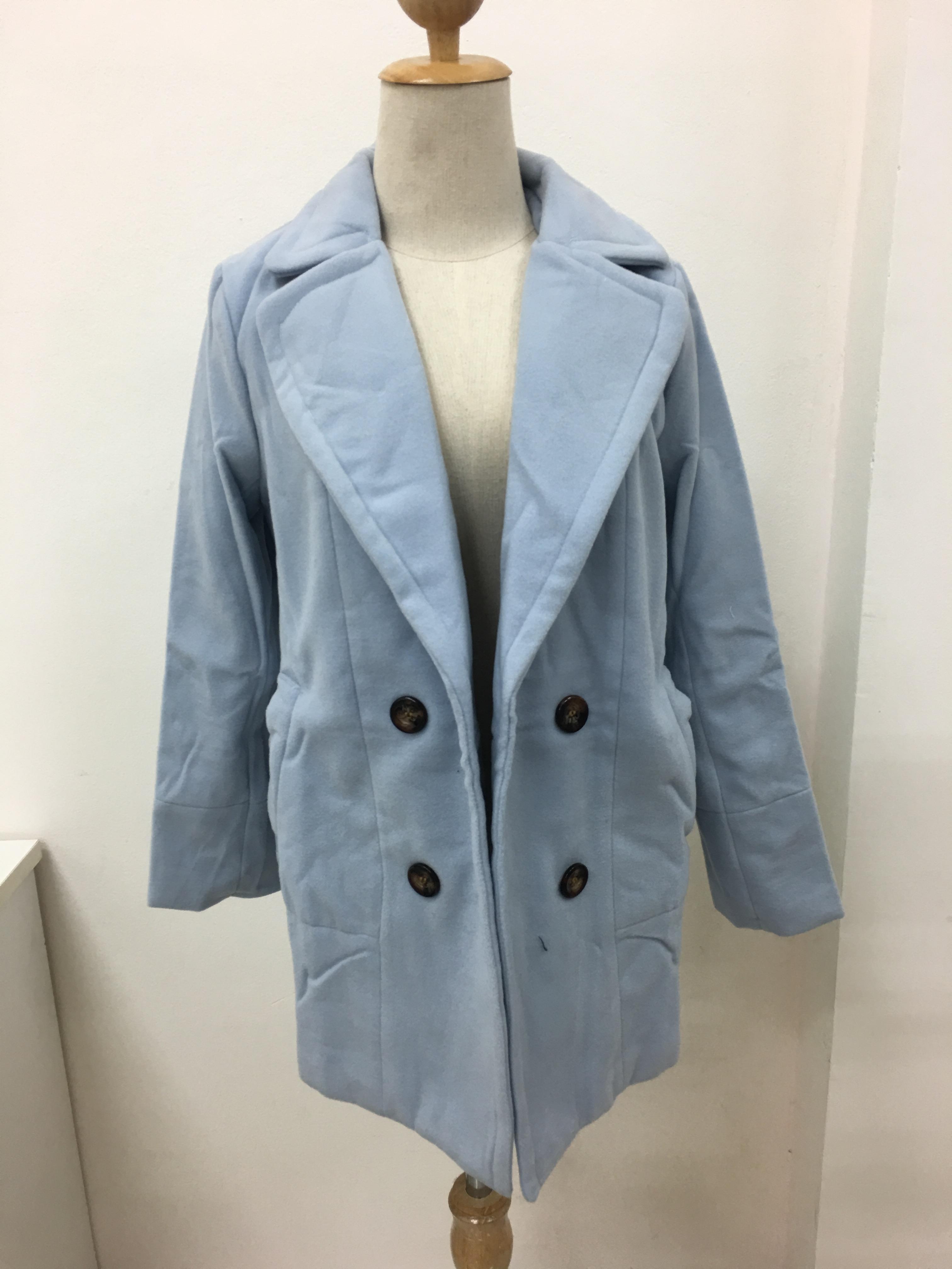 CLASSIC LIGHT BLUE COAT ผ้าวูลเนื้อหนานุ่ม บุซับใน [ เสื้อโค้ท กันหนาว สีฟ้าอ่อน ] พร้อมส่ง LIGHT BLUE