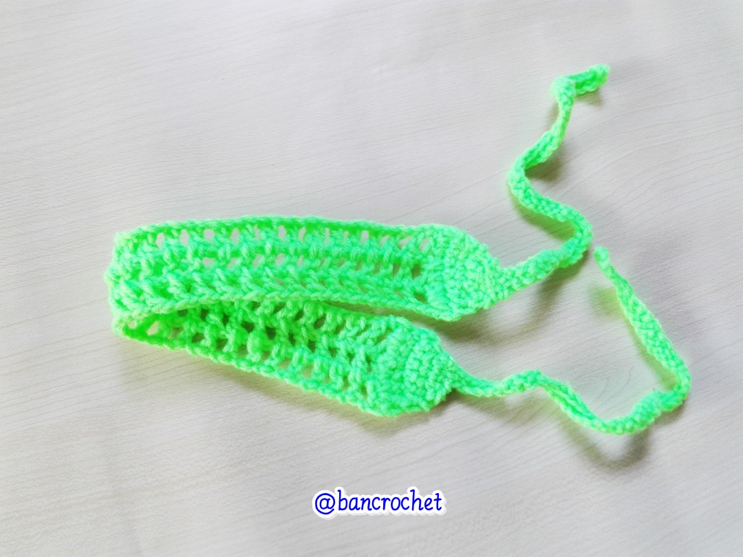Bancrochet ที่คาดผมถักโครเชต์ crochet headband เขียวสะท้อนแสง 1-1.5*13 inch