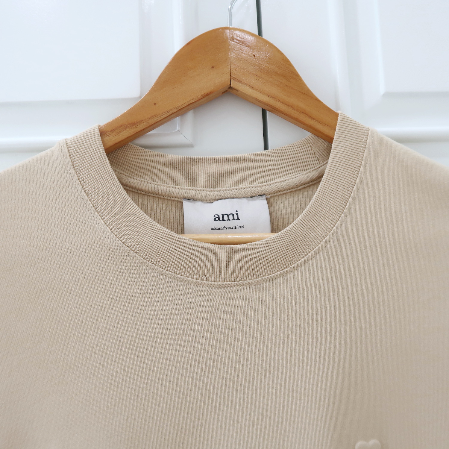 Ami Beige Cotton Logo T-Shirt