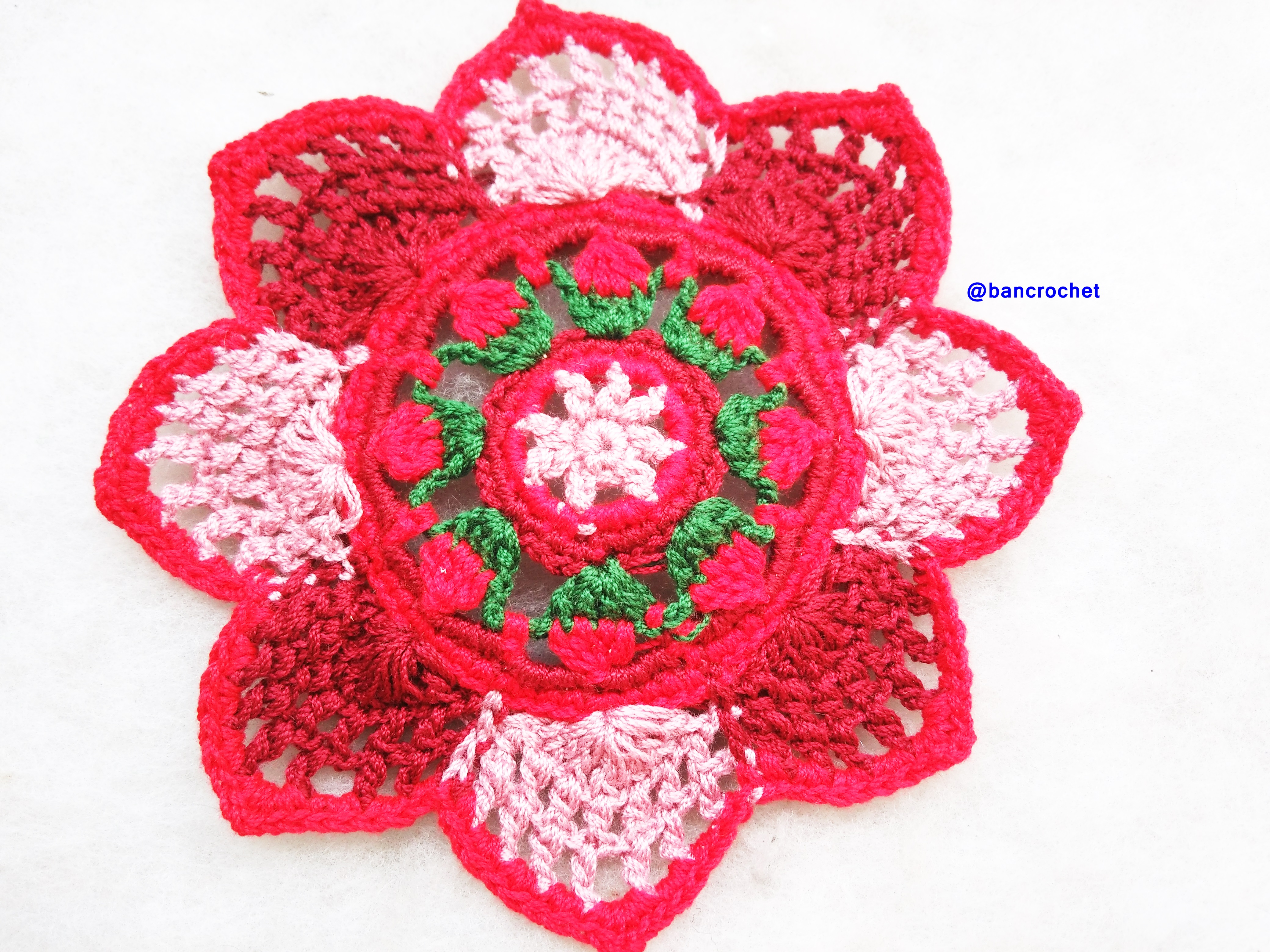 Bancrochet ที่รองแก้วถักโครเชต์ crochet coasters หลากสี 4 นิ้ว
