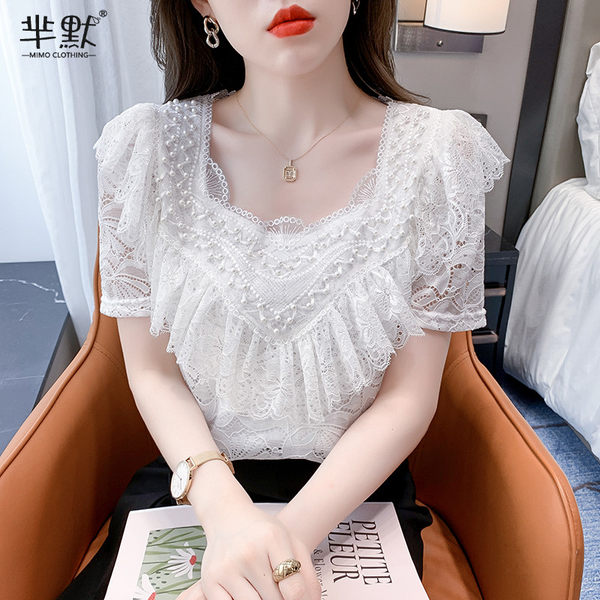 เสื้อลูกไม้ แขนสั้น