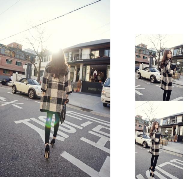 เสื้อกันหนาว ผ้าทอลายตาราง ตัวโคล่ง ทรงสวย สีครีมดำ งานดีสวยเหมือนแบบ พร้อมส่งเลยจ้า ครีมดำ