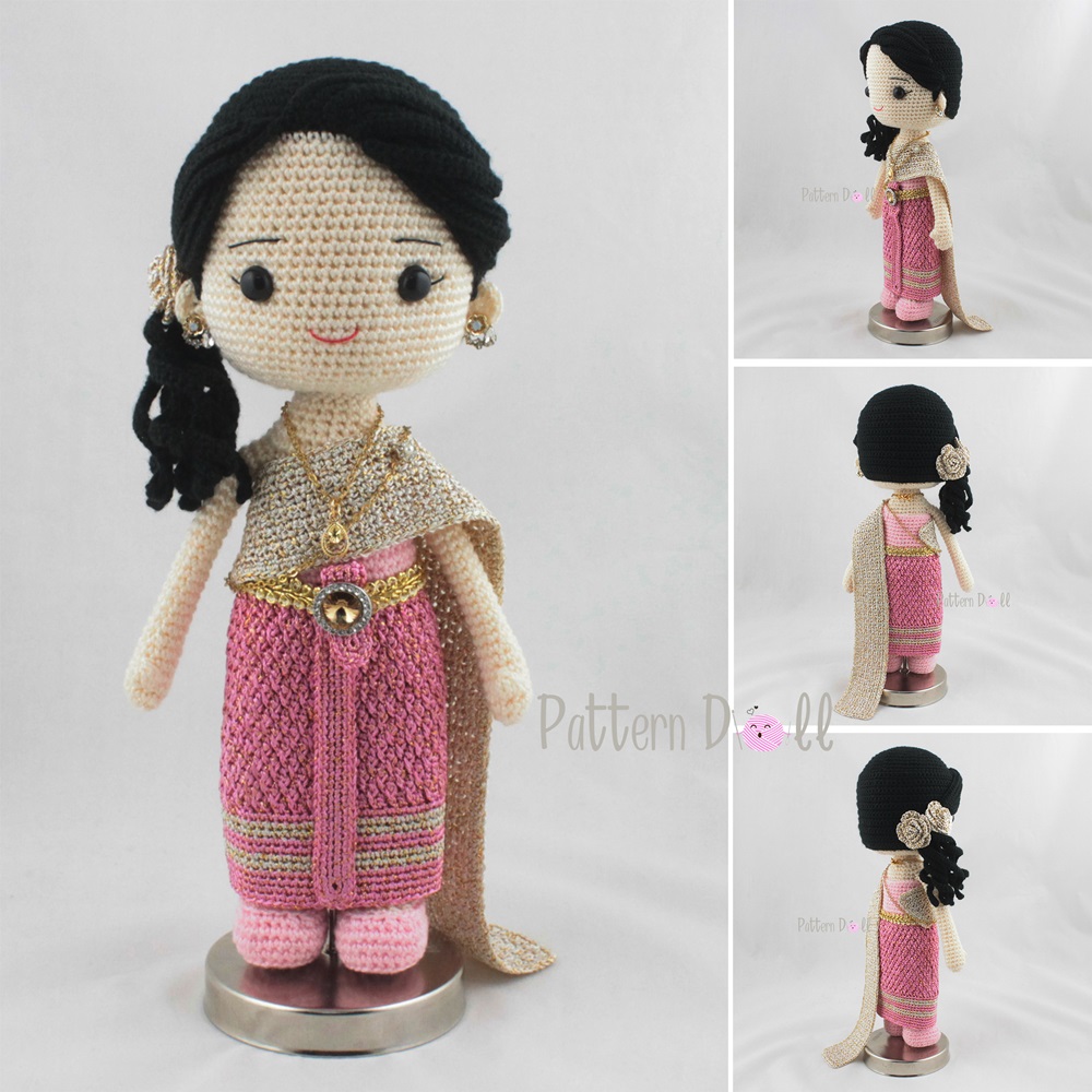 ตุ๊กตาถักคู่แต่งงานชุดไทย ๑