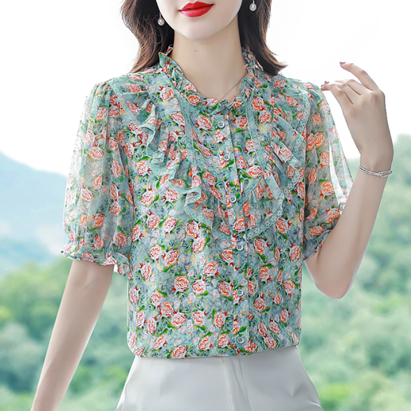 เสื้อชีฟอง เสื้อแฟชั่นสุภาพสตรีวัยผู้ใหญ่ มีไซต์ อก34นิ้ว-43นิ้ว