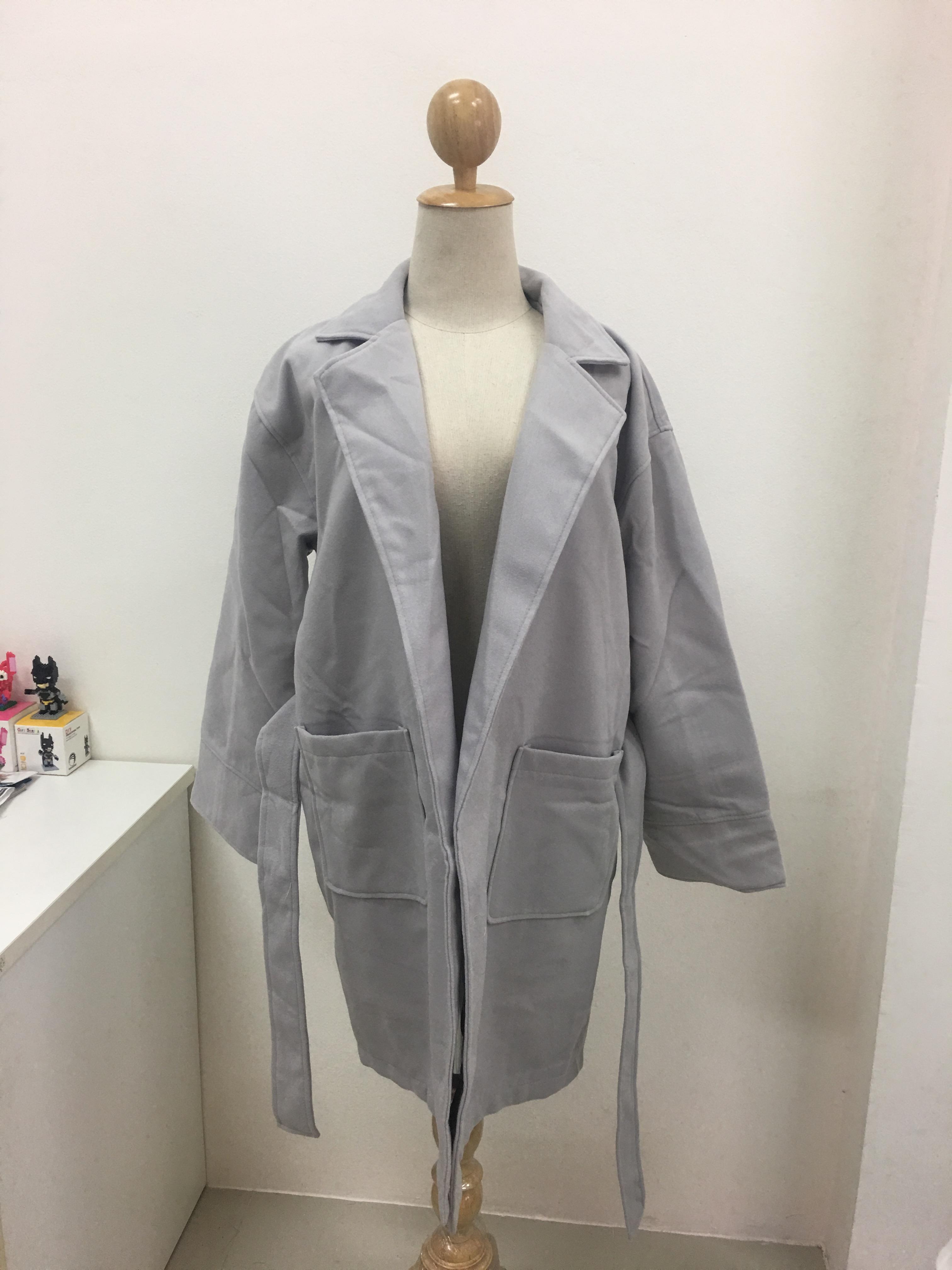 OverCoat เสื้อโค้ทกันหนาว ทรงโคล่งสีชมพูหม่น ผ้าวูลผสมเนื้อดี บุซับในกันลม พร้อมส่ง same pic