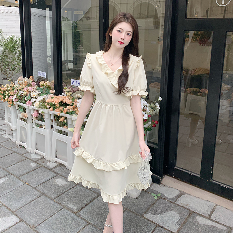 เดรสแขนสั้น มีไซส์ L-4XLอก 38-47 นิ้ว ใส่ได้ทั้งสาวหุ่นดีน่ารักจนถึงสาวอวบพลัสไซส์