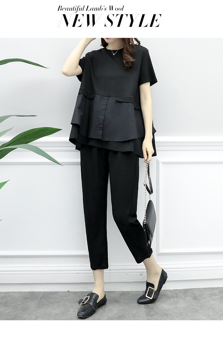 Set_bt1742 ชุดเซ็ท 2 ชิ้น(เสื้อ+กางเกง) เสื้อตัวยาวชายปล่อย+กางเกงขายาวเอวยางยืดมีกระเป๋าข้าง ผ้าคอตตอนสแปนเด็กซ์เนื้อดีหนามีน้ำหนักทิ้งตัวยืดหยุ่นสูง งานสองชิ้นสวยคุ้ม ทรงสวยเรียบหรู ผ้าดีเกินราคาดูสวยแพง ใส่เที่ยว/ใส่ทำงานได้ (สีพื้นดำ)