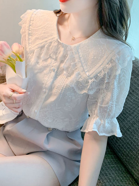 เสื้อลูกไม้ แขนสั้น