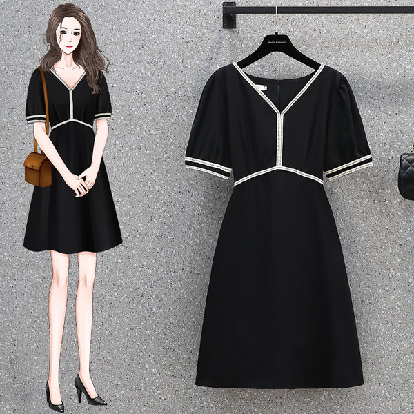 เดรสคนอ้วน เดรสสาวอวบ ชุดเดรสคนอ้วนวัยรุ่นแขนสั้น BY PLUS SIZE Girl