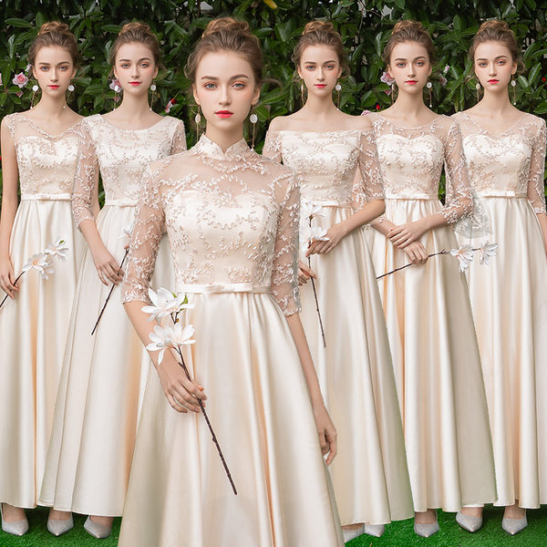 ชุดเพื่อนเจ้าสาวสีครีม ชุดเพื่อนเจ้าสาว ชุดไปงานแต่งงาน