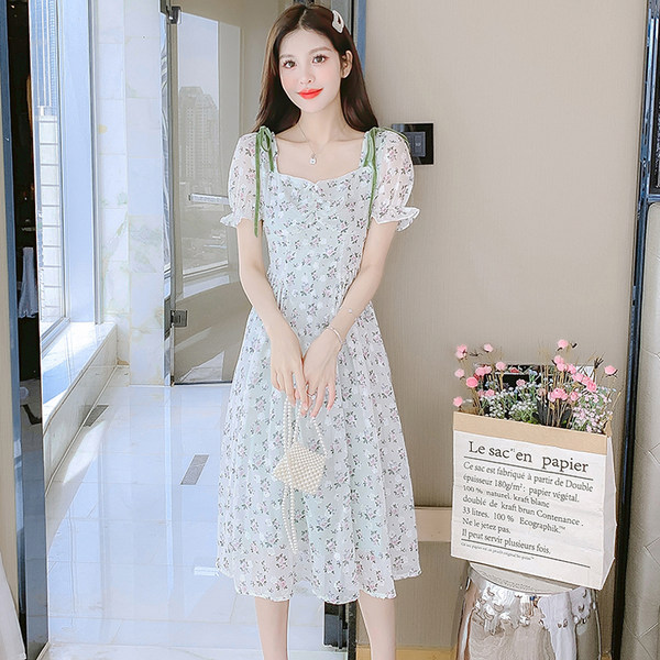 เดรสลูกไม้ เดรสชีฟองสวยๆ แขนสั้น By Meiyi women's clothing