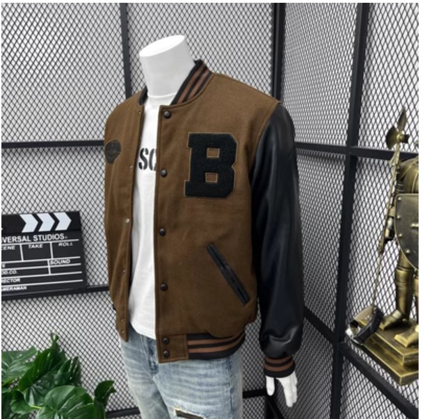 เสื้อแจ็คเก็ต ผู้ชาย ผ้า cotton ผสมหนัง แบบหรูหรา เสื้อ jacket ไฮเอ็นด์ ใส่สวย แบบวัยรุ่น ผู้ดี เท่ ๆ 844964