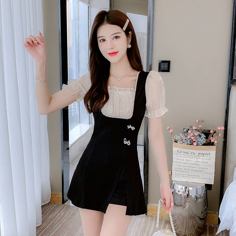 เดรสลูกไม้ เดรสชีฟองสวยๆ แขนสั้น By Meiyi women's clothing