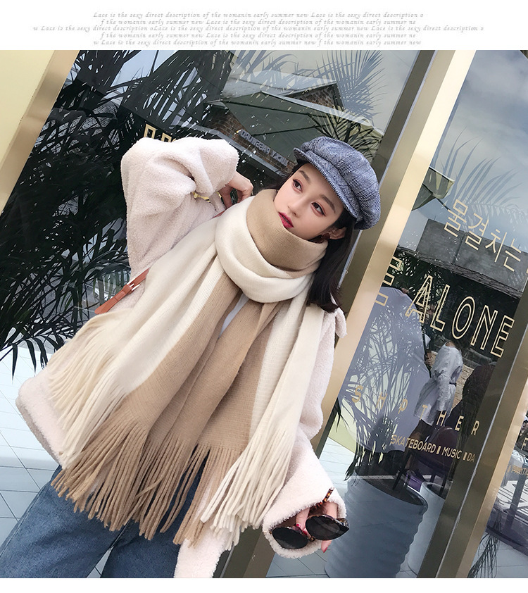 ผ้าพันคอไหมพรม ผืนใหญ่ สไตล์เกาหลี ผ้านุ่ม ใส่ได้ทั้งผู้ชายและผู้หญิง พร้อมส่ง same pic