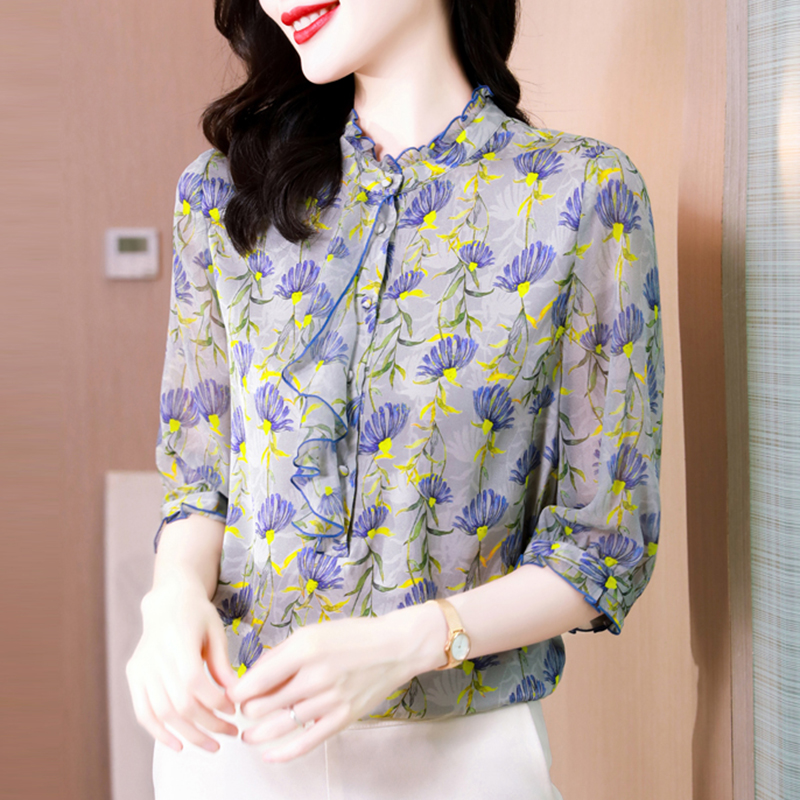 เสื้อชีฟอง เสื้อแฟชั่นสุภาพสตรีวัยผู้ใหญ่ มีไซต์ อก34นิ้ว-43นิ้ว