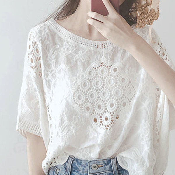 เสื้อลูกไม้ แขนสั้น