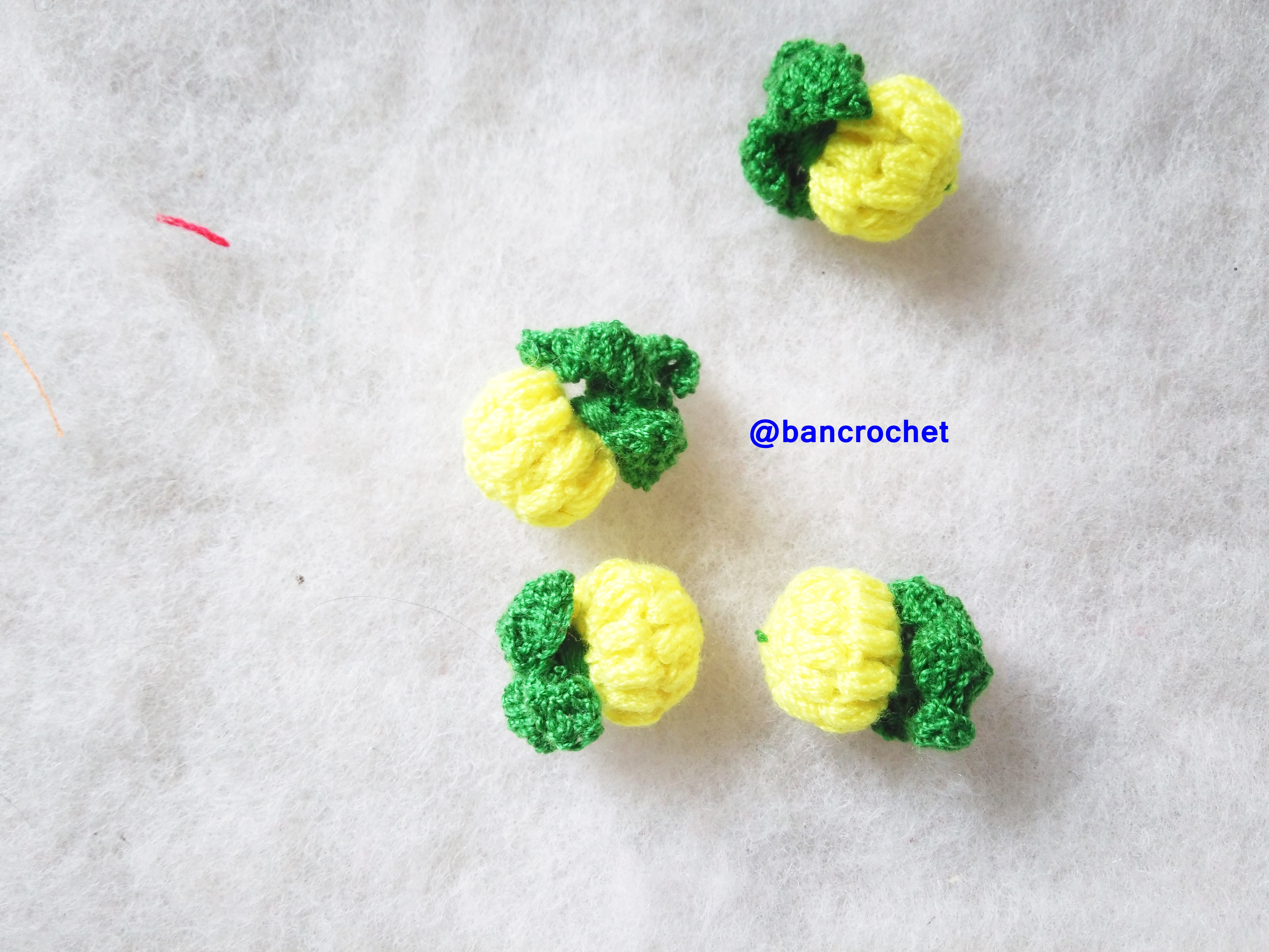 Bancrochet สับปะรดจิ๋วถักโครเชต์ crochet pineapple เหลือง 2 cm