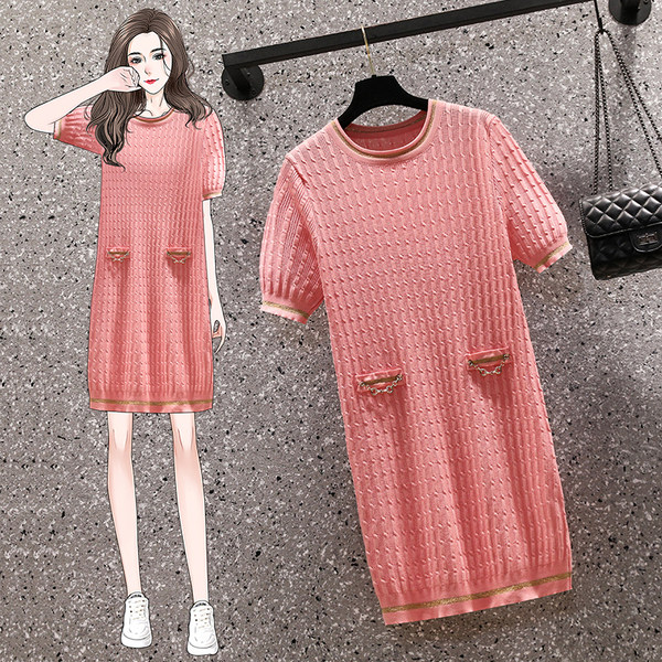 เดรสคนอ้วน เดรสสาวอวบ ชุดเดรสคนอ้วนวัยรุ่นแขนสั้น BY PLUS SIZE Girl