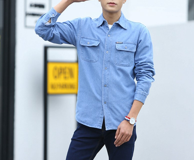 เสื้อแจ็คเก็ตยีนส์ ผู้ชาย แบบเสื้อเชิ้ต ผ้าเบาสบาย ใส่เท่ ใส่เป็นเชิ้ตหรือ เสื้อคลุมก็เท่ เสื้อ jacket ยีนส์ แบบสวย ๆ 512505