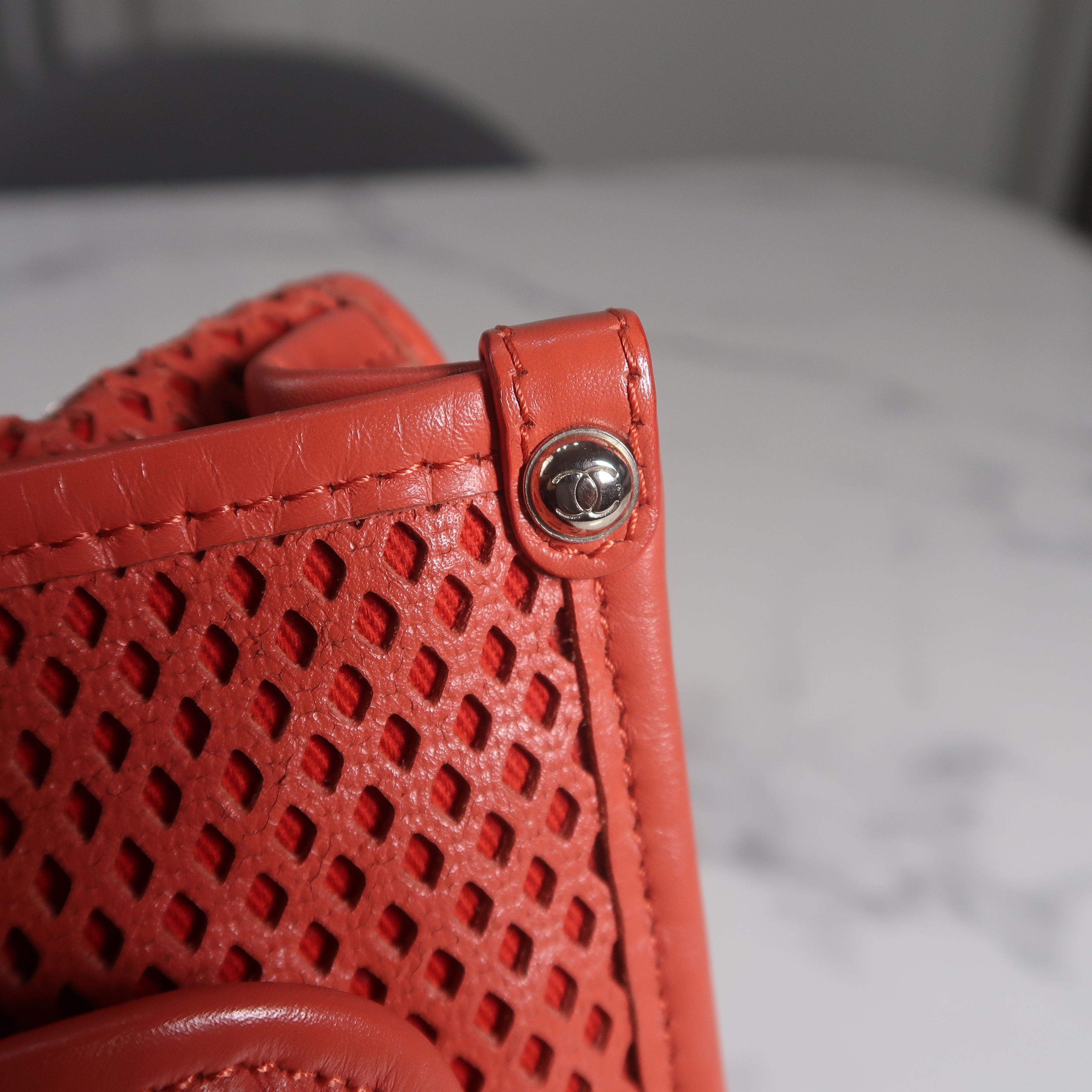 Chanel Red Perforated Calfskin Small Up In The Air Flap