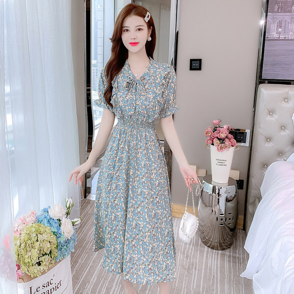 เดรสลูกไม้ เดรสชีฟองสวยๆ แขนสั้น By Meiyi women's clothing