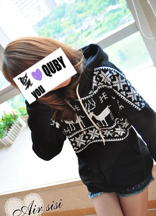 เสื้อกันหนาว ฮู้ดดี้ ลายเกล็ดหิมะ กวาง น่ารัก เลือกสีที่พร้อมส่งด้านในเลยจ้า