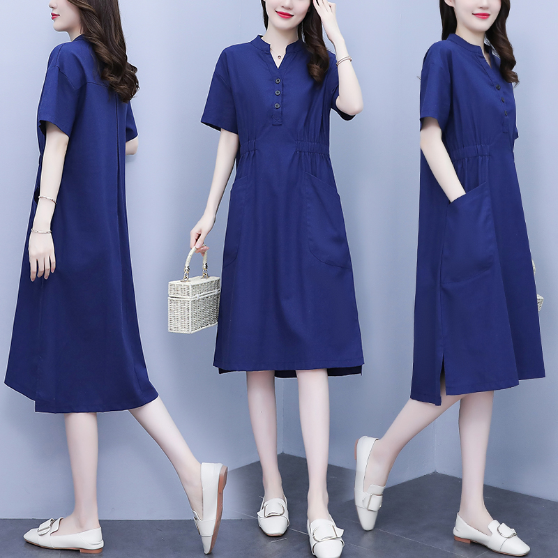 เดรสแขนสั้น มีไซส์ L-4XLอก 38-47 นิ้ว ใส่ได้ทั้งสาวหุ่นดีน่ารักจนถึงสาวอวบพลัสไซส์