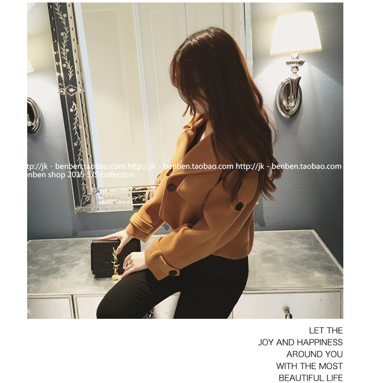 เสื้อโค้ท jacket ตัวสั้น สีน้ำตาล ผ้าสักกะหลาด ไม่หนา ทรงสวย ใส่คลุมเก๋ๆ น้ำตาล