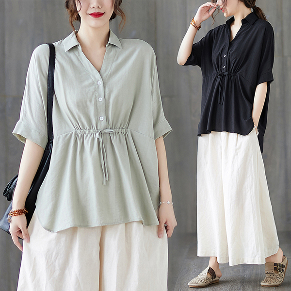 เสื้อผ้าฝ้าย เสื้อผ้าลินิน สไตล์ฤดูร้อน BY Lian Zhi Cotton and linen art สไตล์VINTAGE มีขนาดไซส์อกประมาณ 35-40 นิ้ว