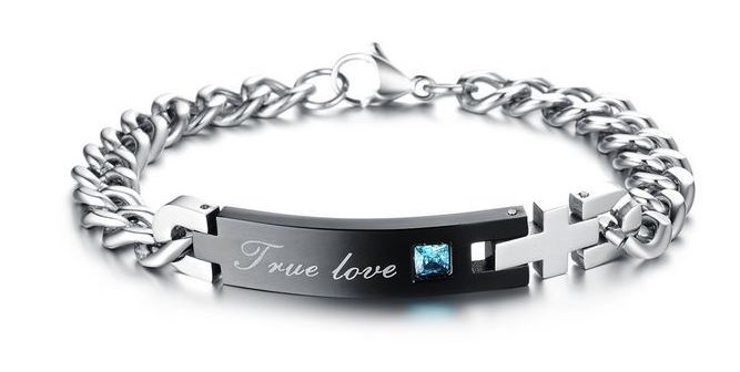 สร้อยข้อมือผู้ชาย กำไลข้อมือผู้ชาย ผู้หญิง สร้อยข้อมือคู่ ชาย หญิง Stainless Steel ออกแบบเป็นคู่ ผู้ชายสีดำ ผู้หญิง สี Rose Gold ของขวัญสุดพิเศษ 467894