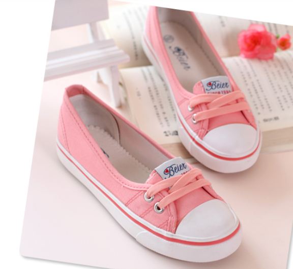 รองเท้าผ้าใบผู้หญิง ส้นแบน รองเท้าหุ้มส้น แบบ ผ้าใบ สีชมพู หวาน ๆ ใส่สบาย ใส่งานกีฬา ใส่ทำงาน ใส่เที่ยว ได้ทุกโอกาส 415345_2