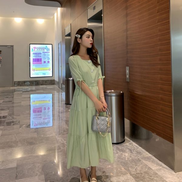 เดรสคนอ้วน เดรสสาวอวบ ชุดเดรสคนอ้วนวัยรุ่นแขนสั้น BY PLUS SIZE Girl